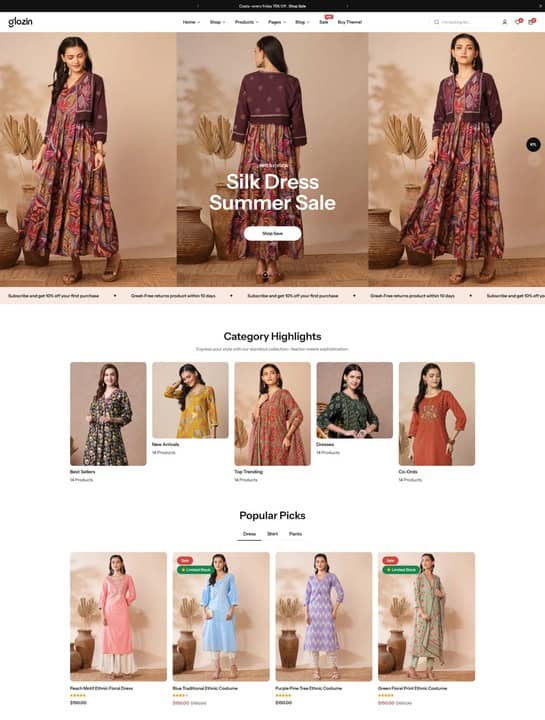 Glozin – Couture - Thème e-commerce Absolution