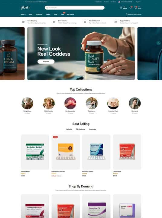 Glozin – Medicine - Thème e-commerce Absolution